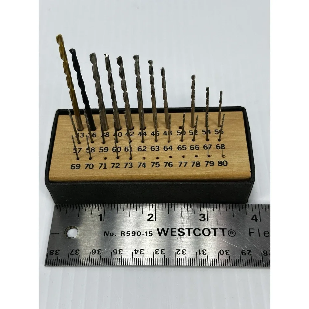 Vintage Wood Wooden‎ Drill Index Tool Organizer